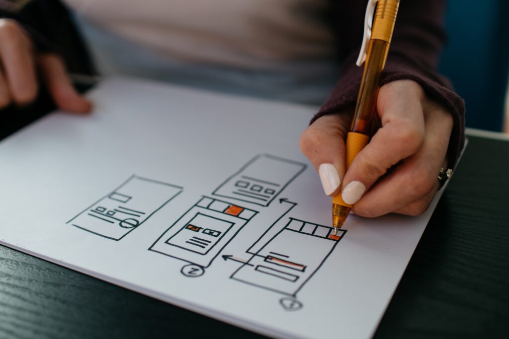 Ein Webdesign wird gezeichnet