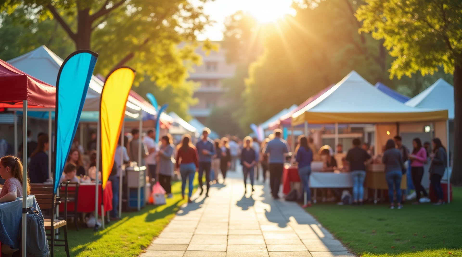 Markt mit Zelten und Publikum | Event Zelt