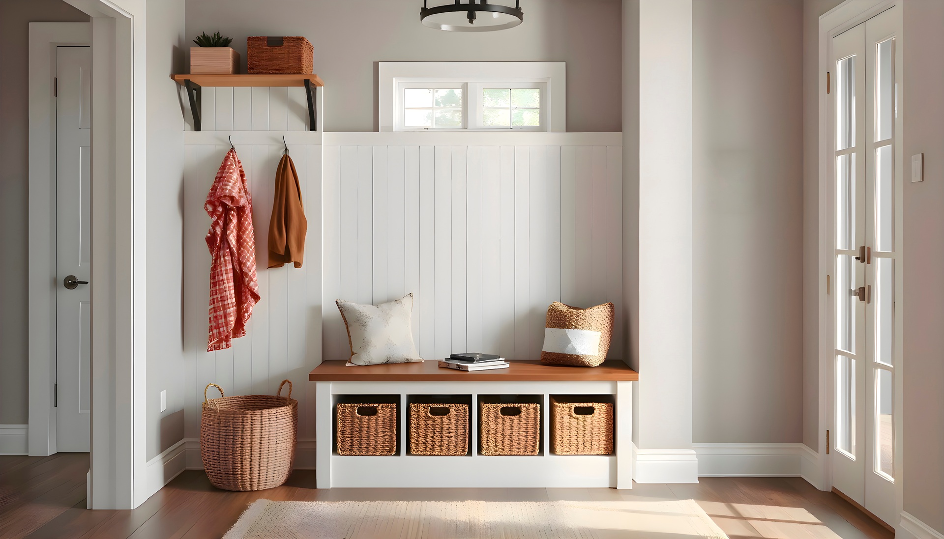 Gemütlicher Eingangsbereich mit Naturdekor | Edelstahl Garderobenständer