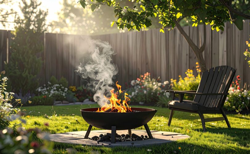 Feuerschale mit Flammen im Garten | Brennholz Starnberg